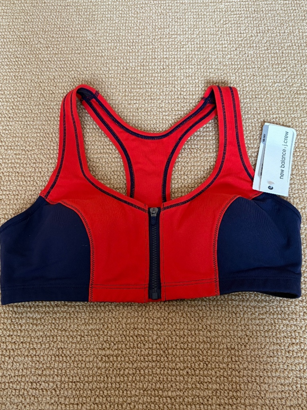 Women's J. Crew New Balance Zip Front Sports Bra, Size Small NWT